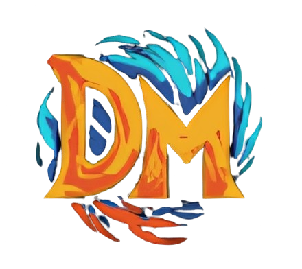 Digitalmurality DM logo in painted orange and blue lettering