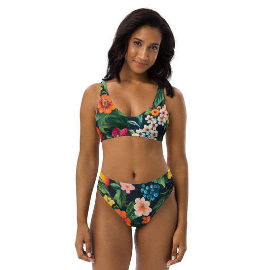 Fruitful Floral Fantasy high-waisted Bikini